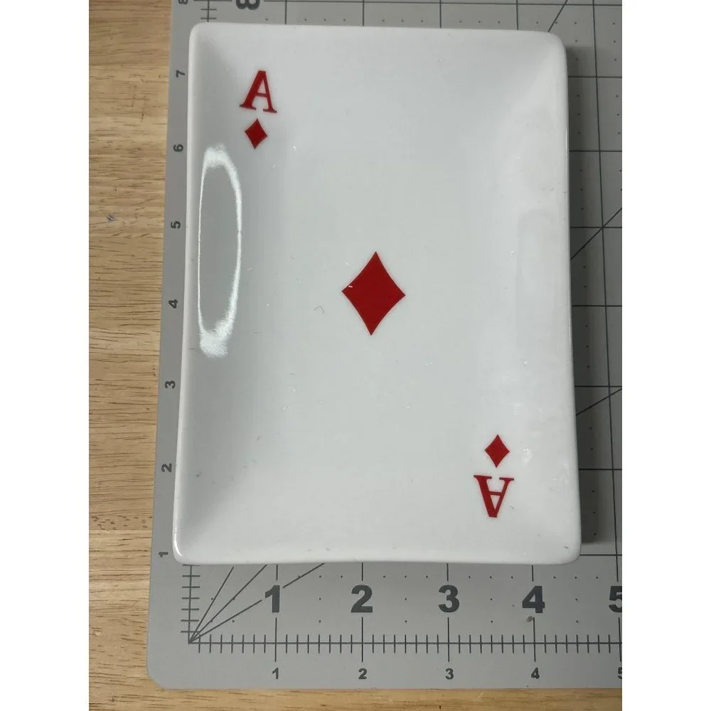 Ace of Diamonds Card Snack Dish Plate Trinket Gambling Casino Games - Picture 3 of 6